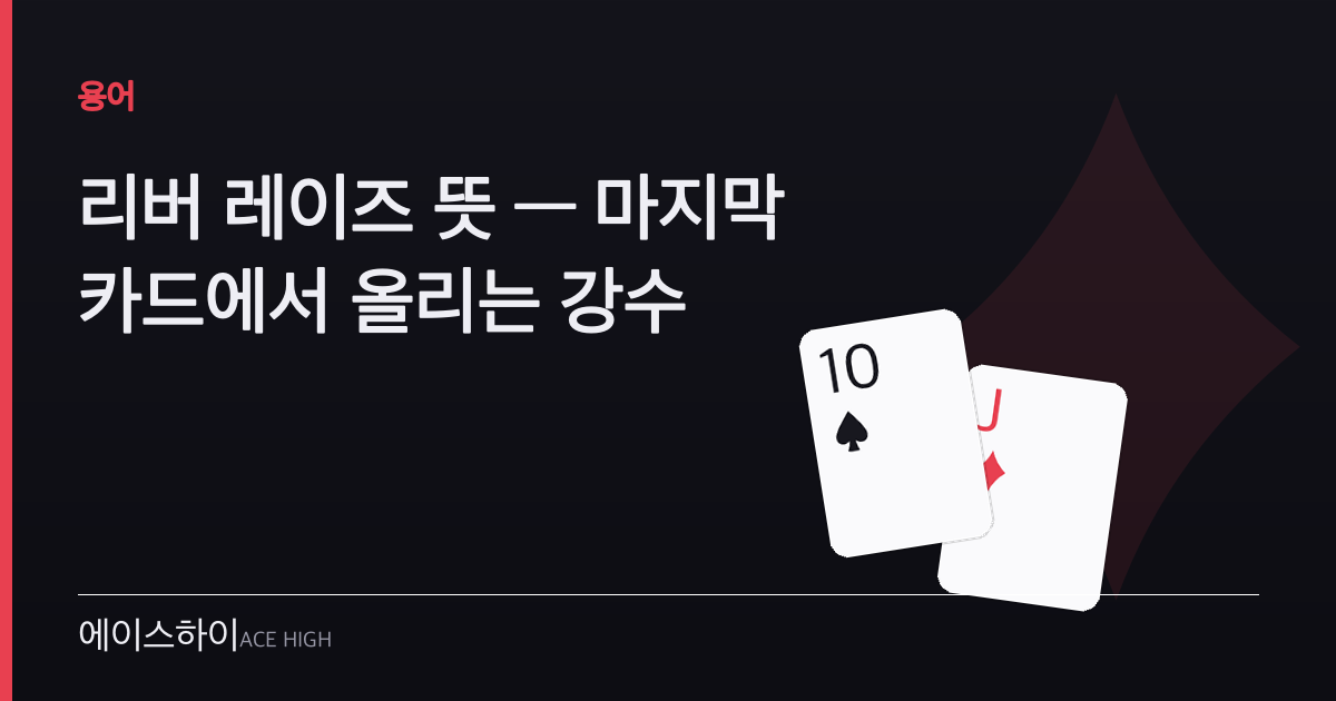 리버 레이즈 뜻 — 에이스하이 포커 가이드 이미지