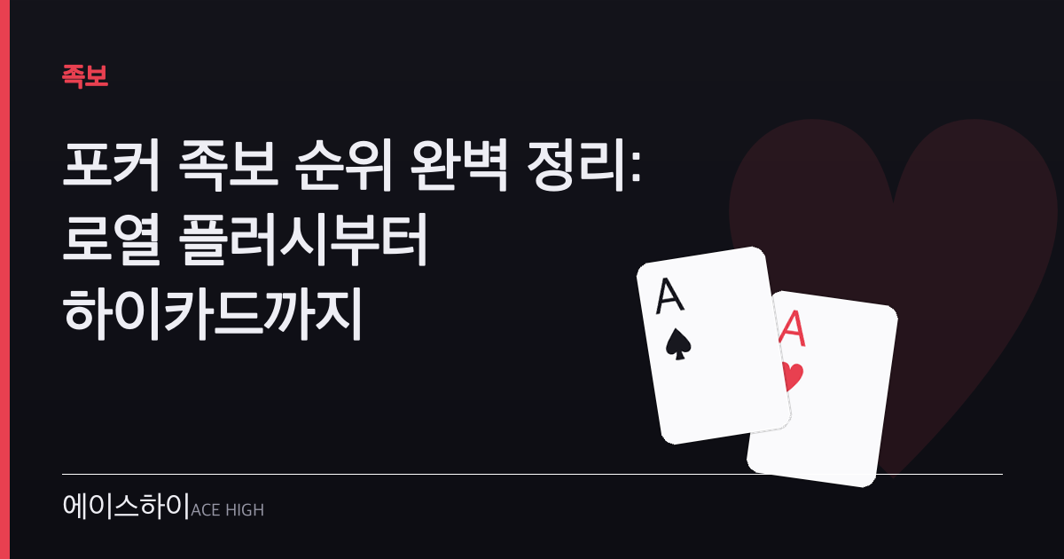 포커 족보 순위 — 에이스하이 포커 가이드 이미지