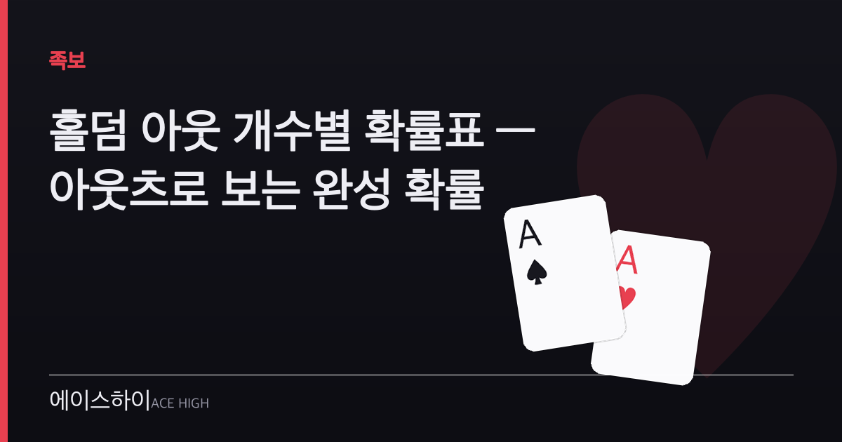 홀덤 아웃 개수별 확률표 — 에이스하이 포커 가이드 이미지