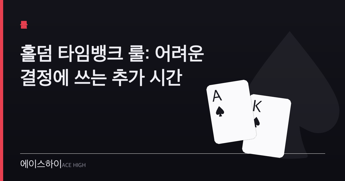 홀덤 타임뱅크 룰 — 에이스하이 포커 가이드 이미지